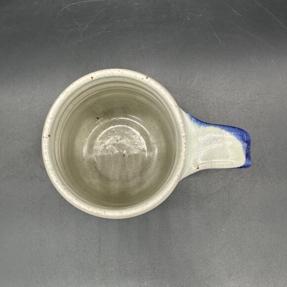 Vintage Art Pottery Mug Whitefish Montana Blue Drip Glaze 2004 Handmade Cup - Picture 6 of 11